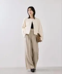 ベルトディテールタックワイドパンツ