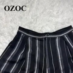オゾック ストライプ柄 ハイウエスト ショートパンツ M 38 春夏 黒