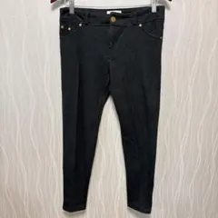 プフエクセレンス【L】スキニー 無地 スリム 黒 綿 ストレッチ 裏起毛 美脚