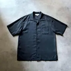 90s Tommy Bahama ブラック シルク オープンカラーシャツ 短丈