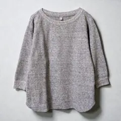 【UNIQLO】ワッフル 七分袖プルオーバー クルーネック カットソー シンプル