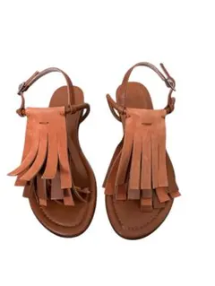 【美品】Theory フリンジ レザーサンダル 本革 イタリア製 37 23.5