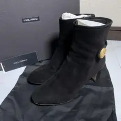 現行♡ドルチェアンドガッバーナ レザースエードアンクルブーツ 金パール ボタン