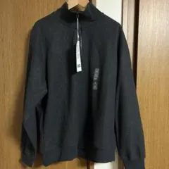 UNIQLO ブラッシュドスウェットハーフジップシャツ ダークグレー L