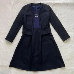 ルイルエブティック　ノーカラージャケット　セットアップ　ワンピース　ネイビー