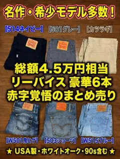 【総額4.5万相当】リーバイス豪華6本まとめ売り USA製ホワイトオーク含む