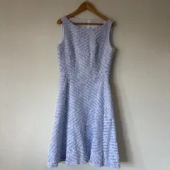 TOCCA 洗える 刺繍 ワンピース 2 ブルー 総柄 フレア Aライン 美品