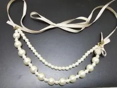 【匿名配送】コットンパール リボンネックレス