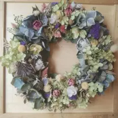 ドライフラワー　ナチュラルリース　紫陽花と小花の涼やかリースのサムネイル