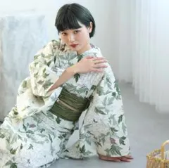 浴衣3点セット（浴衣/帯/下駄） utatane フリーサイズのサムネイル