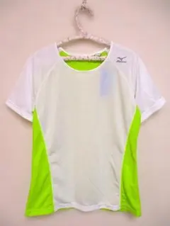MIZUNO ミズノ 半袖Tシャツ ホワイト ライムグリーン M 未使用タグ付きのサムネイル