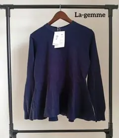 未使用/ラジエム/ペプラムニット/オケージョン/日本製/ネイビー/紺/M