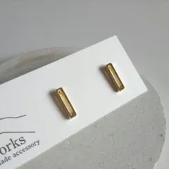 No.405　16kgp ミニレクタングル*gold∴ピアス(チタン芯)