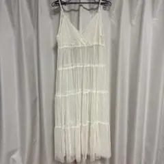 ホワイト ワンピース　チュール　キャミソール　ワンピース