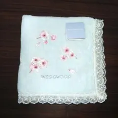 ウェッジウッド 花柄刺繍 タオルハンカチ〈 レース縁取り〉