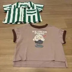 p.premier アイスクリームTシャツとストライプトップス 2着セット