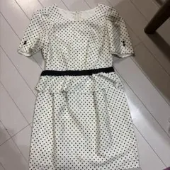 レッセパッセ水玉模様 ペプラムワンピース 半袖