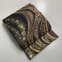No.3335 正絹徳川美術館秘蔵能楽百扇24Kプラチナ箔袋帯 落款 美品 