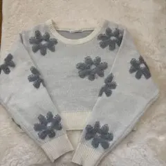 NICE CLAUP フラワージャガードニットプルオーバー