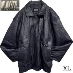 【DURANTE】羊革 本革 ラムレザーシングルライダースジャケット 濃紺 XL