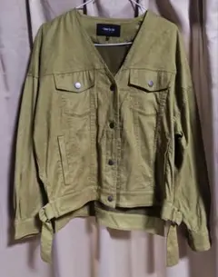 COMME CA ISM フェイクスエード ブルゾン カーキ