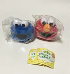 【エルモ＆クッキーモンスター】セサミストリート フェイスマスコット　２種セット
