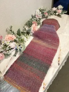 ♡裂き織り♡多色マフラー フリンジ付き