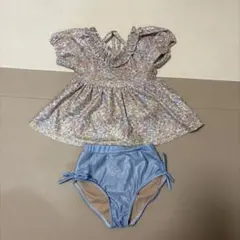 【美品】プティマイン　花柄 セパレート水着 100cm 女の子水着