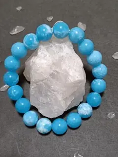 ラリマー風　染色ブレスレット　10mm玉　内周16cm　①