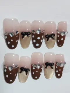 B7ブラウン・ベージュ ネイルチップセットSサイズ10個セット