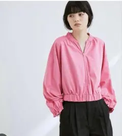 ADAM ET ROPE'　ショート丈ドロストスリーブブルゾン　 ピンク