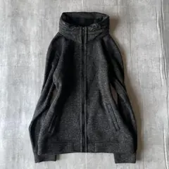 y2k お兄系 ボノジャケット 肉厚 裏起毛ジップパーカー フード チャコール