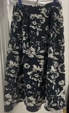 Honeys フラワープリント フレアスカート (M、ネイビー)