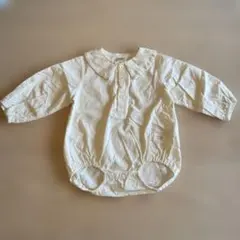 アイボリー 長袖 襟付きロンパース 80