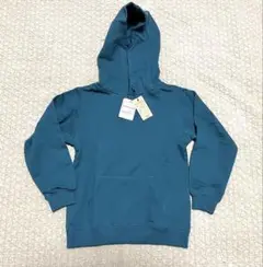 新品　撥水・撥油・抗菌　綿100%パーカー スウェット130〜140cm 青緑