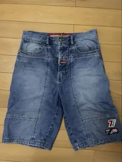 【90s】ECKO UNLTD. エコー バギー デニム ショーツ 青赤ステッチのサムネイル
