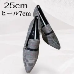 グレンチェック LL サイズ:40 25cm チェック ハイヒール
