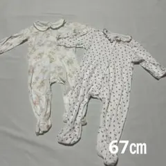 【美品】プチバトー　足付き　ロンパース　2枚