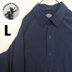US古着 アウトドアシャツ Dickies ネイビー L