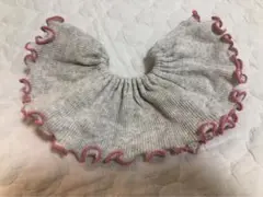 ハンドメイド　メロー　360°フリル　スタイ　つけ襟　オートミール×ピンク