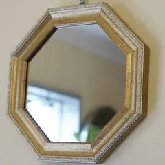 ヴィンテージ 八角ミラー ゴールド Mサイズ 鏡 置き鏡 掛け鏡 ドレッサー