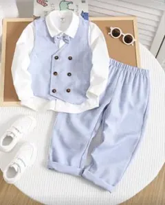 フォーマルスーツ 水色と白のストライプ