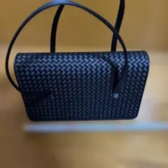 編み込みデザイン ブラックフォーマルバッグ