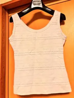 シャネル　ロゴ　タンクトップ　白　ホワイト　ココマーク　ヴィンテージ Chanel CC Logo Ribbed Tank Top White FR44 | Tokyo Roses Vintage