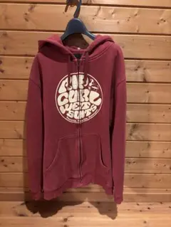 【秋冬】RIP CURL 赤 ジップアップパーカー Lサイズ