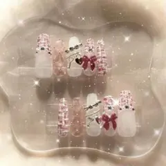 41 ネイルチップ バレンタイン ワンホン ガーリー オタク 推し ツイード