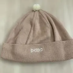 ベビー用ピンク色帽子 ポンポン付き