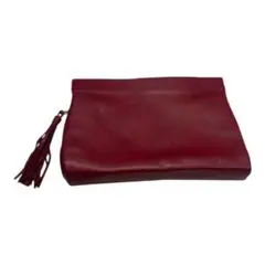 赤 タッセル付き クラッチバッグ
