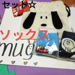 スヌーピーソックス　4足セット　19～24cm　巾着付き！