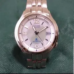 CITIZEN ATTESA 電波ソーラー チタン 白蝶貝 稼働 シルバー